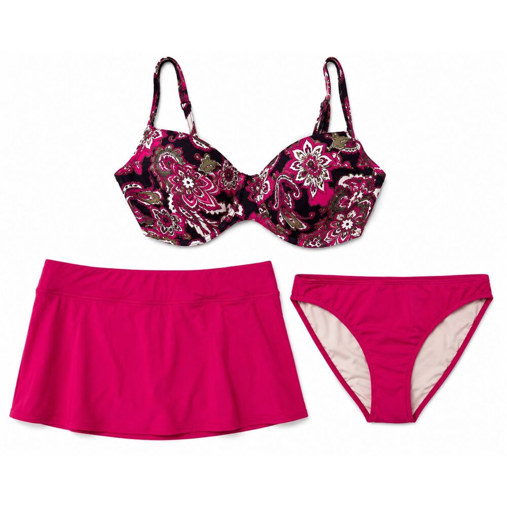 192. Lands' End Mix & Match Swim Set Size 14 (3 Piece set) Underwire Top, Skirt,